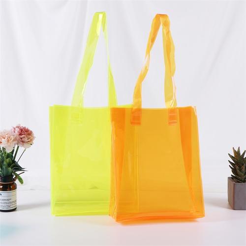 热压炫彩透明购物袋制作 pvc防水塑料手提袋化妆品礼品袋可印logo